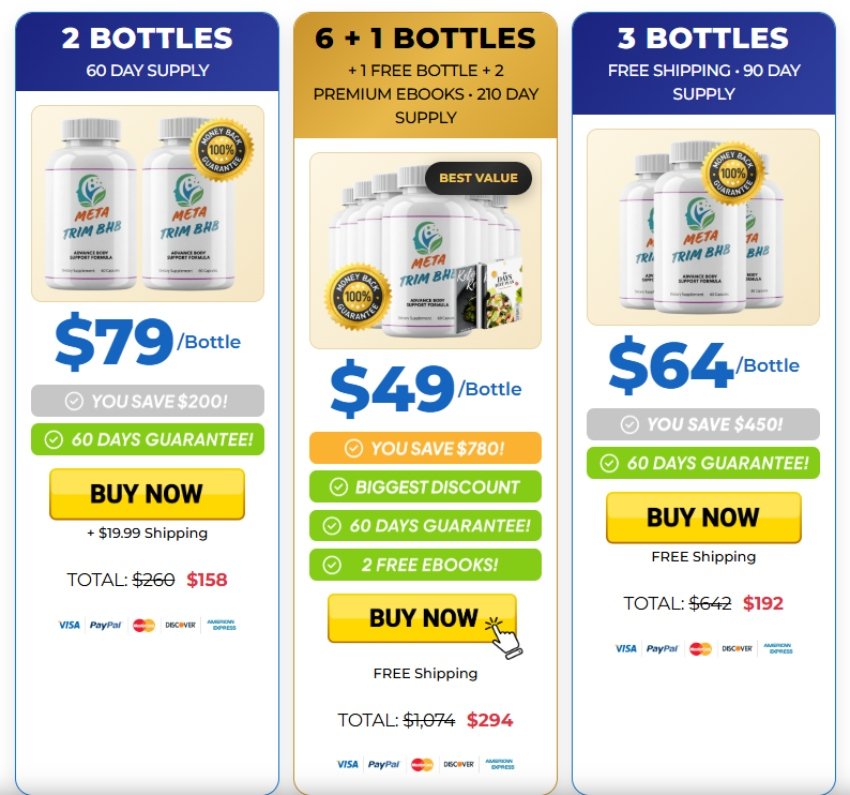 Meta Trim BHB pricing options and special offers